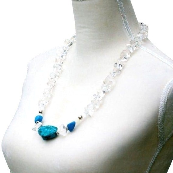 Genuine Rock Crystal Turquoise Necklace, Quartz, … - image 6
