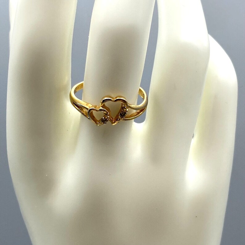 Rsc Wedding Rings Vintage Ring RSC 18KGE CZ Double Heart Ring With Elegant Minimalist ...