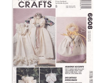 UNCUT Vintage Sewing PATTERN McCalls Crafts 6608, Heavenly Accents 1993 Angels and Dolls, 25in 11in 9in