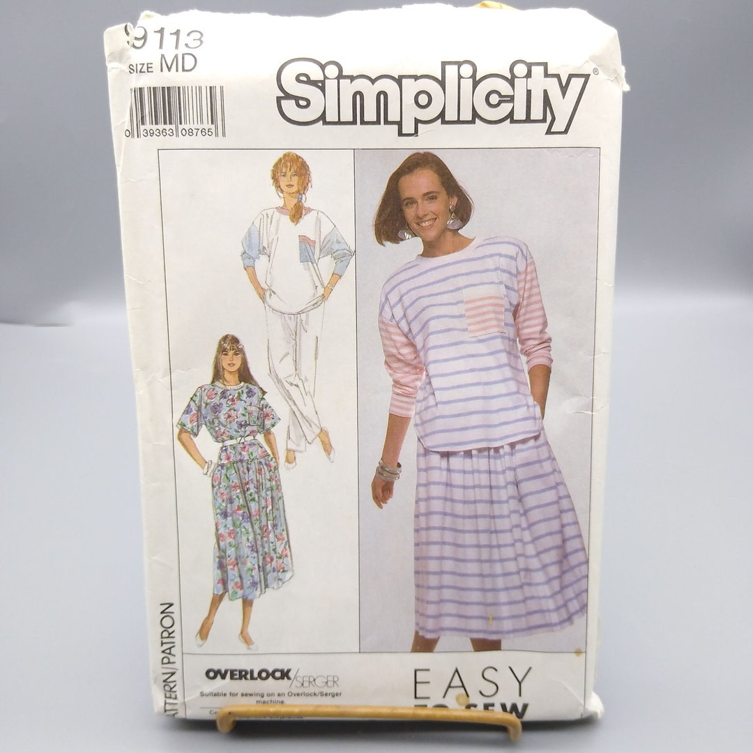 Vintage Sewing PATTERN Simplicity 9113, Misses Easy to Sew 1989 Tops ...