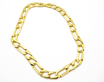 Collar de cadena Monet Chunky Figaro, esmalte crema en tono dorado, coordenada vintage elegante