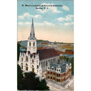 Postal antigua de la Catedral de Santa María y Residencia Parroquial de Halifax N.S. E.H. Marshall Ltd.
