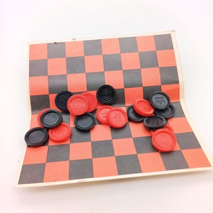 Vintage Post Cereals Checkers Game, Promotional Advertising Travel Gameboard and Pieces 1963