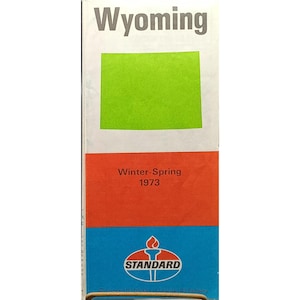 Vintage 1973 Standard Oil Wyoming Straßenkarte Winter-Spring Edition