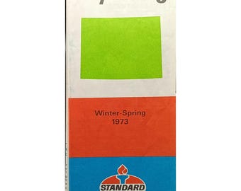Vintage 1973 Standard Oil Wyoming Road Map Winter-Spring Edition
