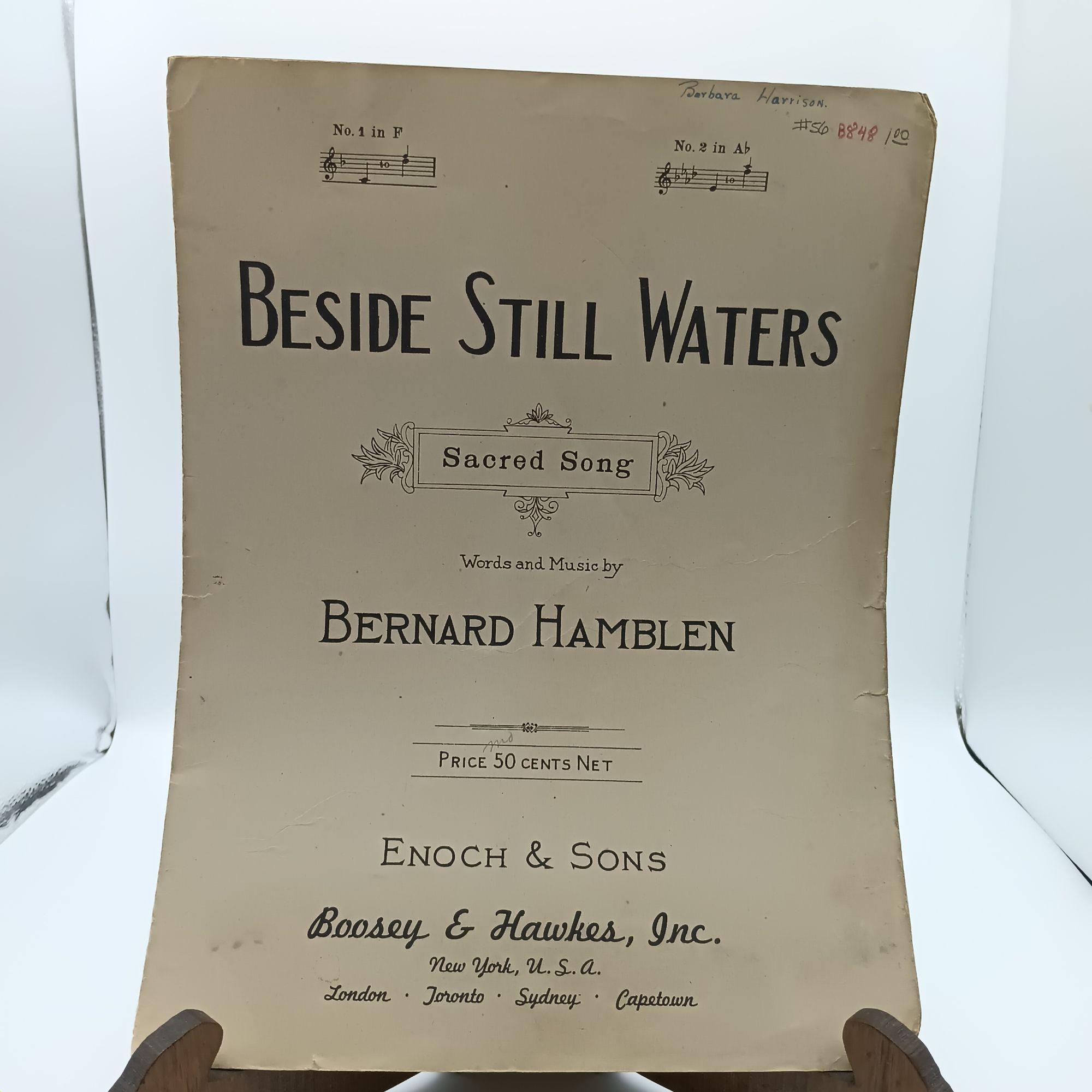 Beside Still Waters Sacred Song Sheet Music By Bernard Hamblen Enoch & Sons 1920s Vintage