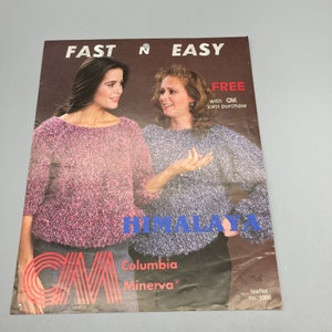 Wzory vintage Columbia Minerva Fast N Easy Himalaya Knit 1980s 3/4 i długi rękaw sweterek ulotka 1008