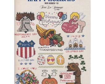 Vintage Cross Stitch Patterns, Happy Holidays Mini Series #15 by Terrie Lee Steinmeyer, Leisure Arts Leaflet 557, Needlework Booklet 1987