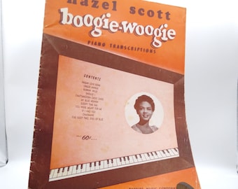 Vintage Sheet Music, Hazel Scott Boogie Woogie Piano Transcriptions, Robbins 1943, Song Book Ephemera Collectible