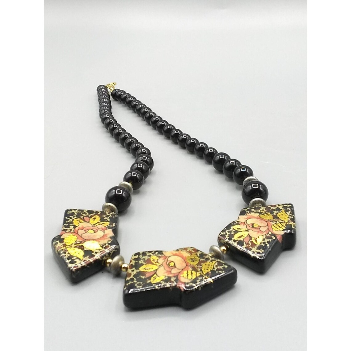 Vintage Japanese Necklace Japan Resin Bead Floral Jewelry Etsy