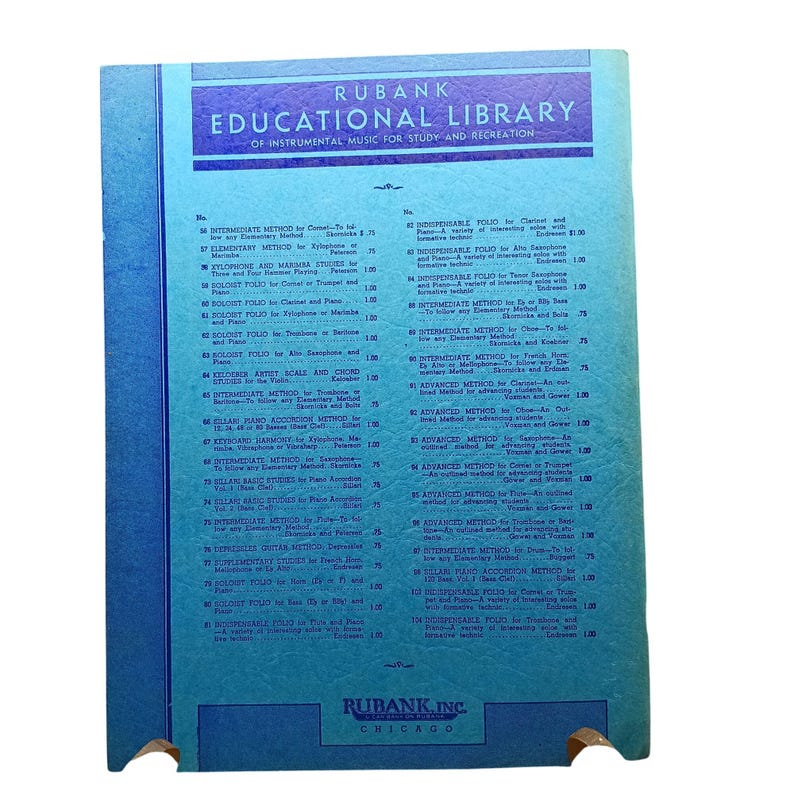 Vintage Sheet Music Rubank Intermediate Method for Clarinet, No 52 1938 ...