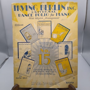 Vintage Sheet Music, Irving Berlin Universal Song and Dance Folio No 15 for Piano with Ukulele Accompaniment 1927, Fox Trot Waltz Charleston