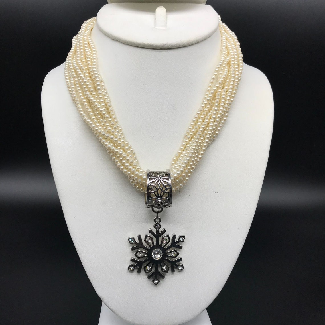 Vintage Marvella Torsade Necklace With Snowflake Slide - Etsy