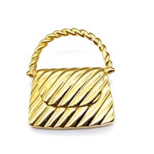 Vintage Lady Remington Purse Brooch, Chic Gold Tone Handbag Scarf Pin