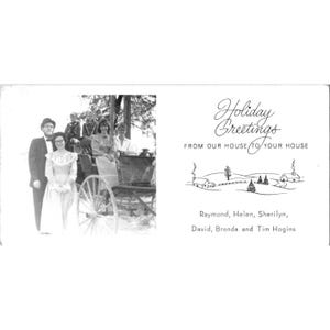 Carte de voeux vintage pour les fêtes avec photo de famille et design pittoresque