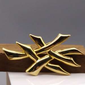 Broche vintage con hashtag estilizado, prendedor para solapa o bufanda en tono dorado pulido