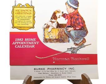 1983 Norman Rockwell Vintage Home Appointment Calendar With Illustrations & AMA First Aid Info