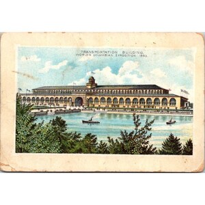 Jersey Coffee Trade Card Worlds Fair Ansichten Antike Werbung viktorianisches Chicago Chicago kolumbianisches Expo 1893 Transportgebäude