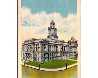 Vintage Linen Postcard, Polk County Court House Des Moines Iowa, Divided Back Beals Art Tone Glo Var Finished