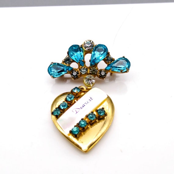 MCM Forget Me Not Love Brooch, Blue Crystals and … - image 3
