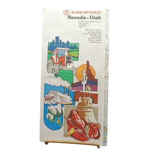 Rand McNally 1978 - Carte du Nevada et de l'Utah avec conseils énergétiques et kilométrage