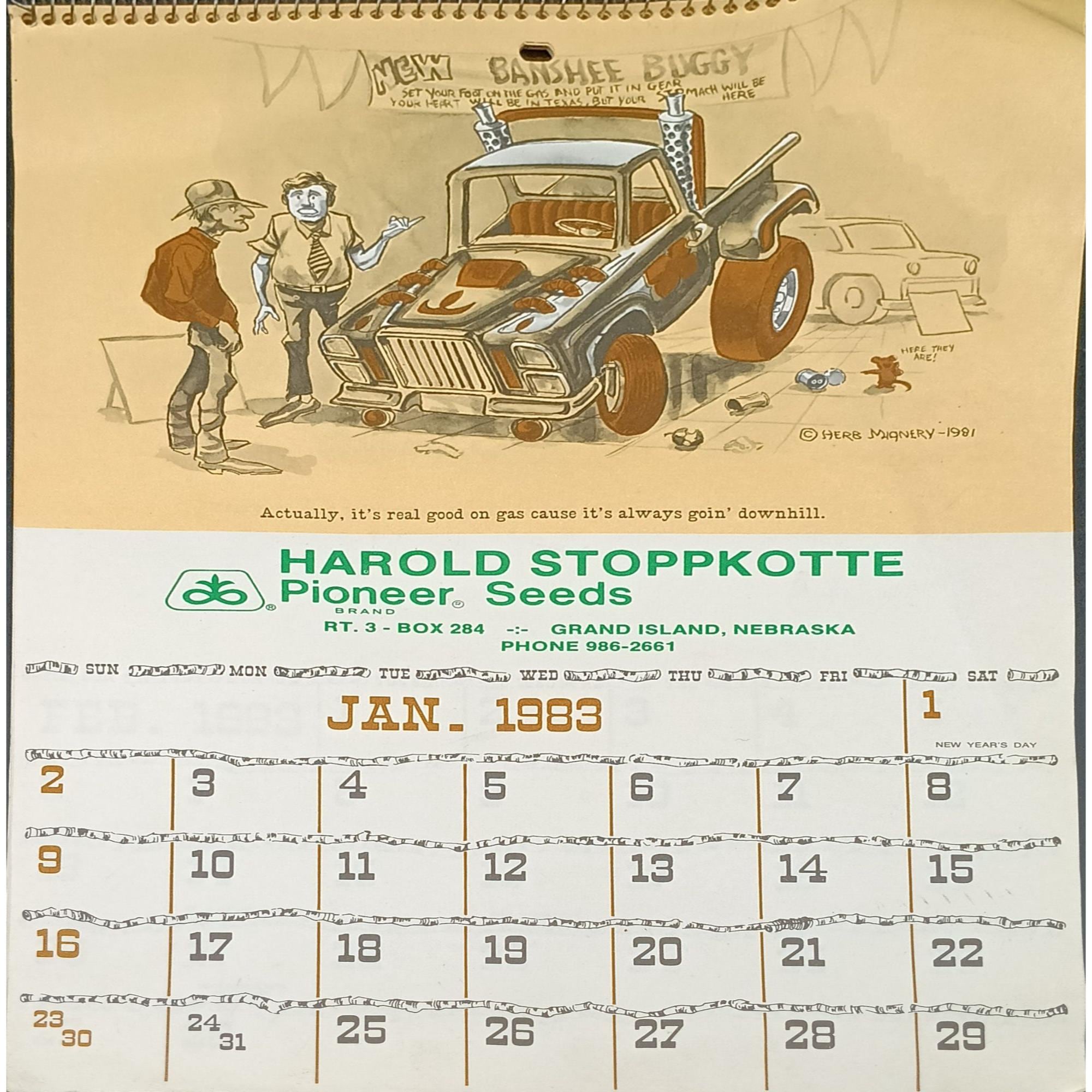 1990年 BIG JOHN カレンダー Vintage 1983 Pioneer Seeds Calendar With Herb Mignery Cowpoke