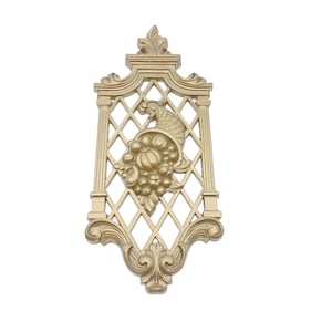 Vintage Homco Siroco Wandtafel-Gold-Ton-Gitter-Design mit Obstkorb