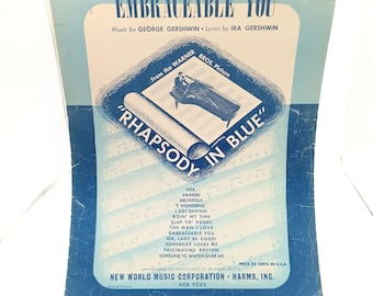 1944 Sheet Music Embraceable You By George Gershwin Ira Gershwin Rhapsody In Blue Warner Bros Vintage