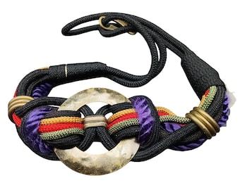 Vintage Gutos Braided Multicolor Rope Belt With Brass Buckle  display picture 1