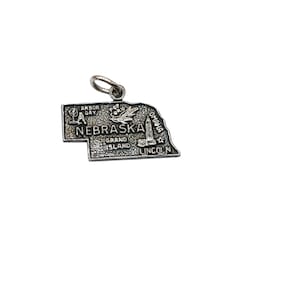 Vintage Sterling Silber Charme, Bundesstaat Nebraska Karte