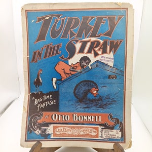 Antique 1911 Sheet Music &quot;Turkey In The Straw&quot; By Otto Bonnell Rag-Time Fantasie