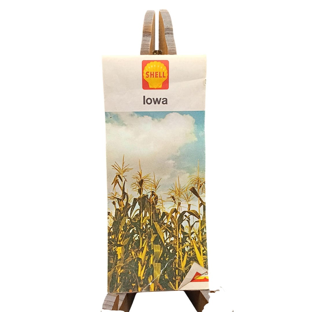 Vintage 1960 Shell Oil Iowa State Map With Cornfield Cover Design - Etsy