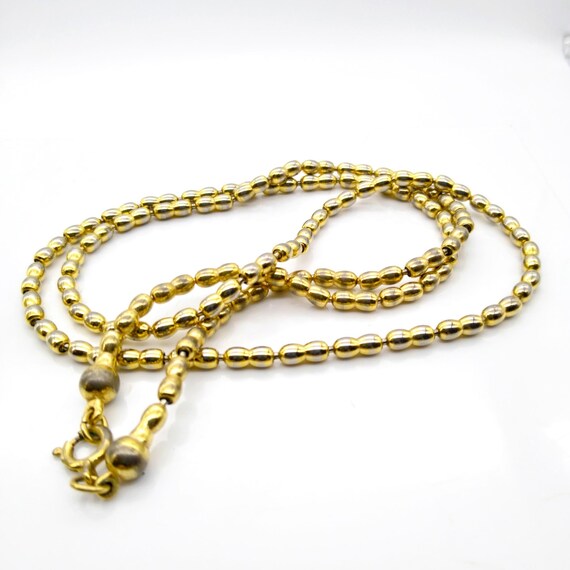 Vintage Golden Pea Chain Necklace, Gold Plated fo… - image 3