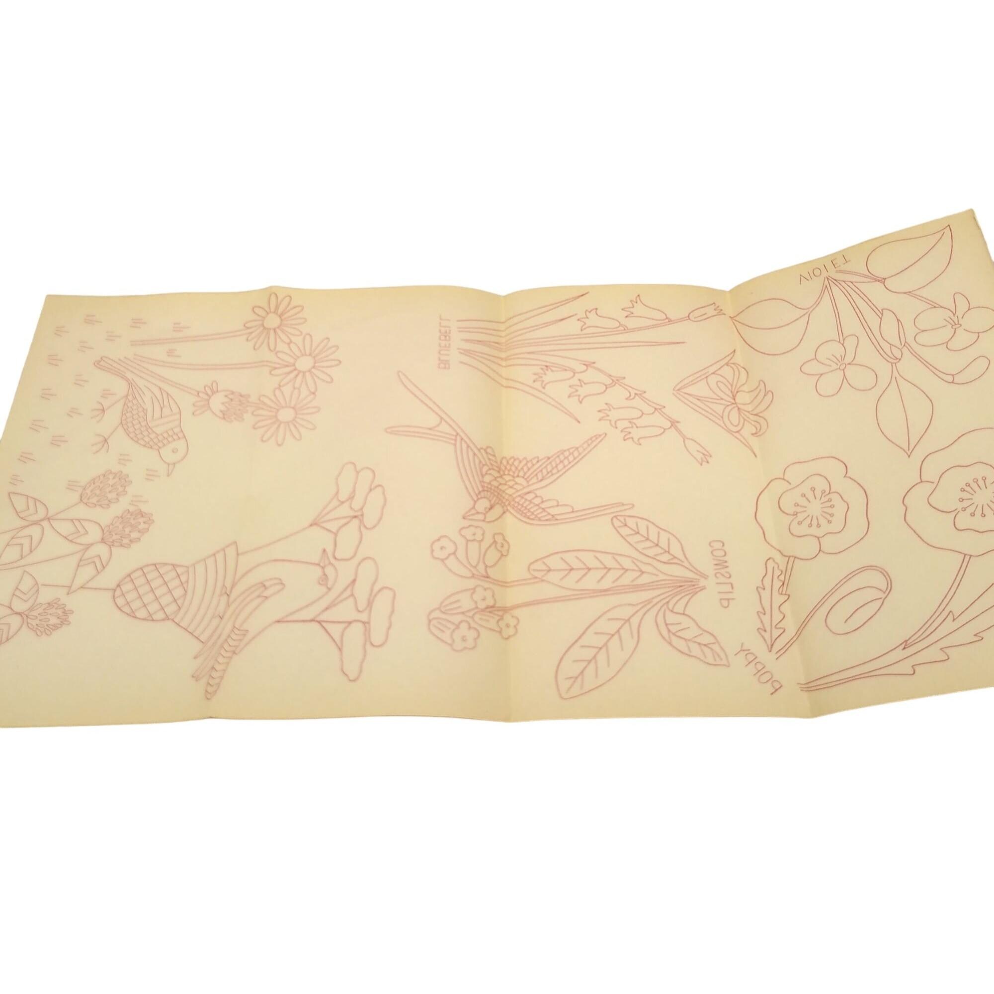Vintage Spring Flowers Transfer Patterns, MCM Workbasket Iron on ...