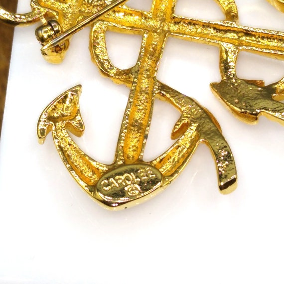 Vintage Carolee Anchors Away Brooch, Gold Tone Na… - image 4