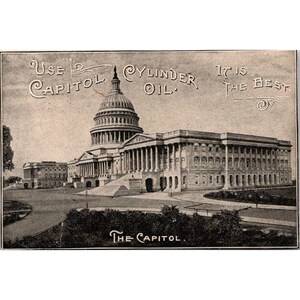 Cartão de propaganda de óleo de cilindro Capitol da Acme Oil Co. York, PA, itens antigos da década de 1890