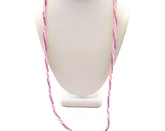 Barbiecore Seed Bead Torsade Necklace, Pink and Purple Pastel Vintage Strands, Multi Strand Classic