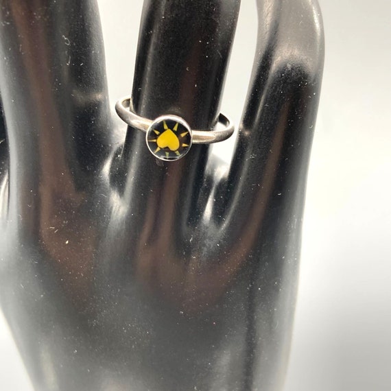 Vintage Glowing Heart Stackable Ring, Sterling Si… - image 5