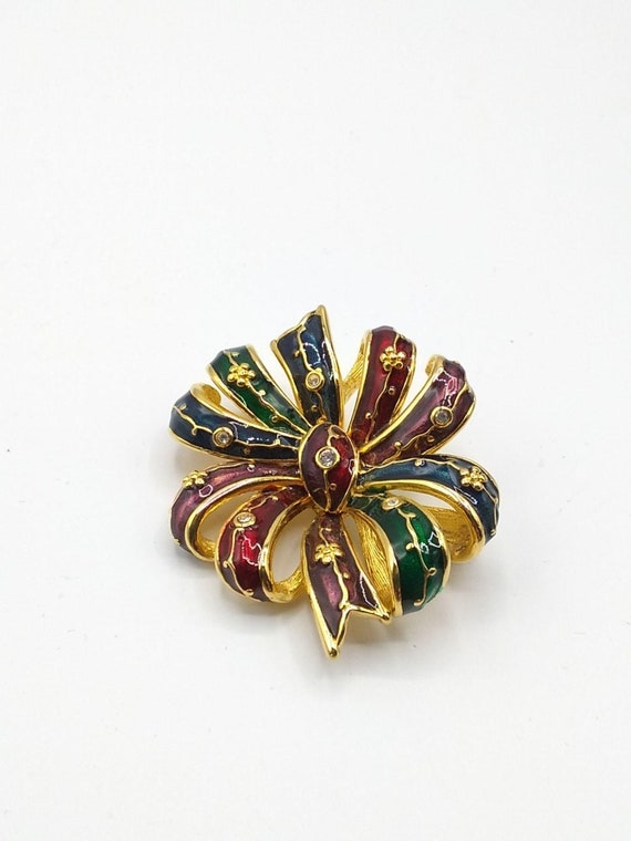 Vintage Joan Rivers Early Multicolored Enamel Bow