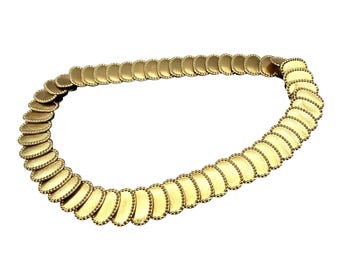 Vintage Elastic Belt With Overlapping Gold Tone Scales  display picture 1