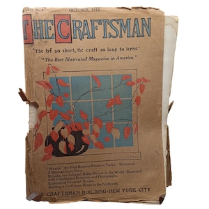 Vintage 1916 The Craftsman Magazine October Issue Gustav Stickley Design Collectible Paper Ephemera Decorative Cover Antique Literature