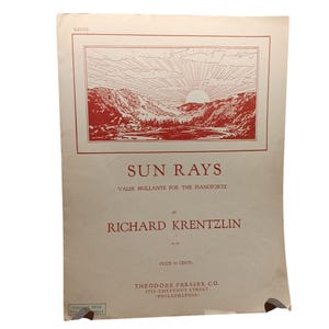 Vintage 1920s „Sun Rays“ Notenblatt von Richard Krentzlin Für Klavier
