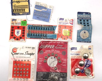 Vintage Fastener 9 Card Lot Snap Hook Loop Fasteners