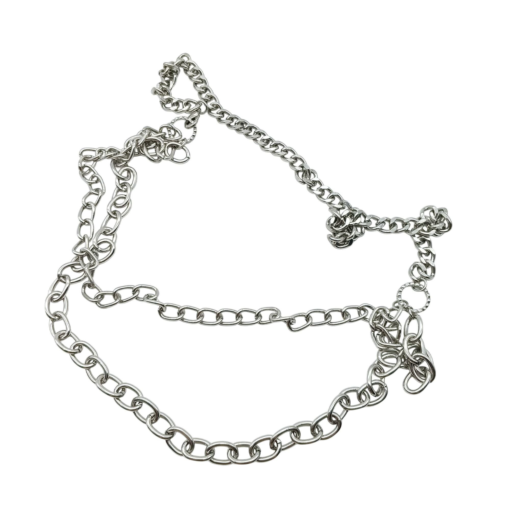 Vintage Chain Link Silver Belt Edwardian Sterling Silver Chain Link Belt, Henry Matthews  main image 2