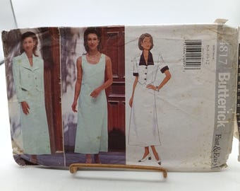 Butterick 4817 Vintage Sewing Pattern Misses Size 6-12 Jacket & Dress Easy Fit 1990s Retro Fashion