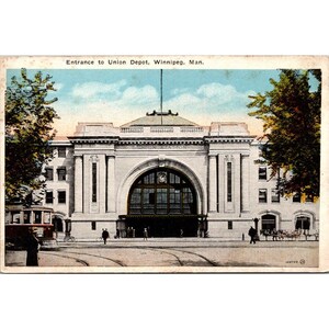 Postal antigua del hombre de Winnipeg de Union Depot, V&Sons