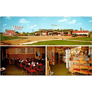 Vintage Hillbilly Junction Restaurant & Souvenirs Postkarte Texaco Station 1960s Willow Springs Missouri