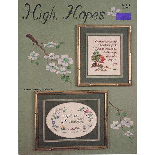 Vintage Cross Stitch Patterns, High Hopes by Harriette Tew, Hutspot House Leaflet 6, Needlework Booklet 1980