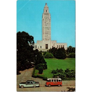 Cartolina d'epoca del Campidoglio dello Stato della Louisiana, Baton Rouge, anni '30, Delta Press, inutilizzata, BH-13