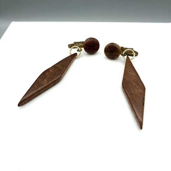 Vintage Boho Chic Dangle Earrings, Basic Wood Har… - image 2